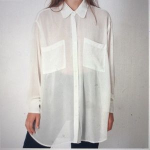 American Apparel Oversized White Chiffon Blouse
